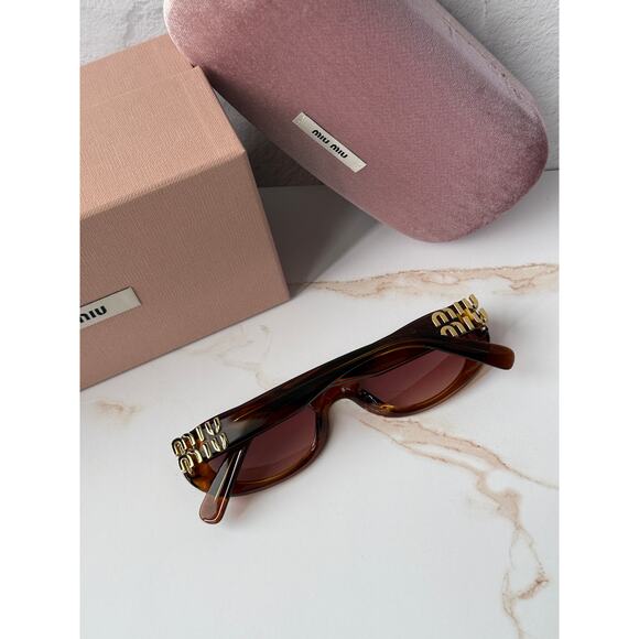 NEW Miu Miu MU06ZS Brown Oval Sunglasses main image 5